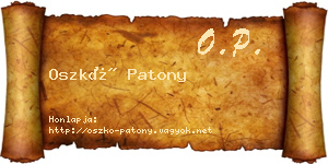 Oszkó Patony névjegykártya